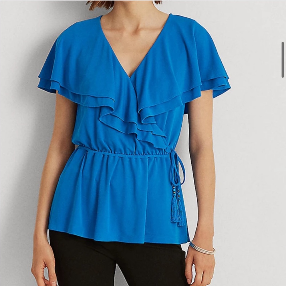Ralph Lauren blue ruffle top